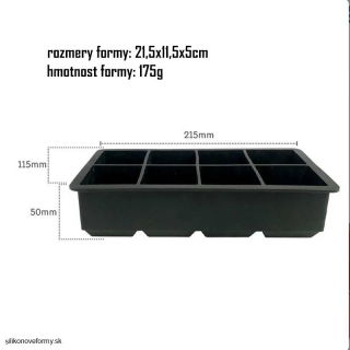 Silikónová forma kocky - 8 mriežková 