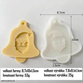Silikónová forma na ozdoby v tvare zvončeka s motívom Santa Clausa