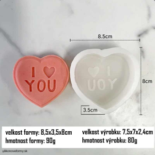 Silikónová forma na mydlo - srdce I love you