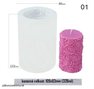 Forma na sviečku valecová s ružami